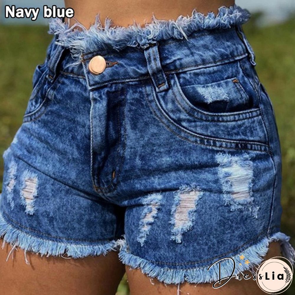 XXS Womens Fashion Summer Shorts jeans high waist skinny denim slim fit distressed casual