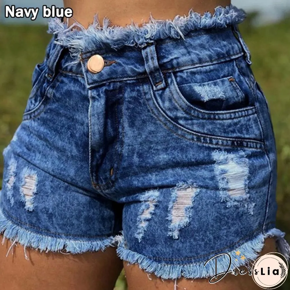 XXS Womens Fashion Summer Shorts jeans high waist skinny denim slim fit distressed casual