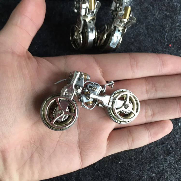 Vintage Motorcycle 3D Metal Puzzle Kit, Silver Collector's