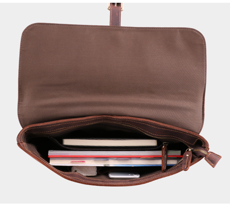 Rustic distressed leather crossbody bag , slim leather computer laptop bag for men , brown leather shoulder messenger bag