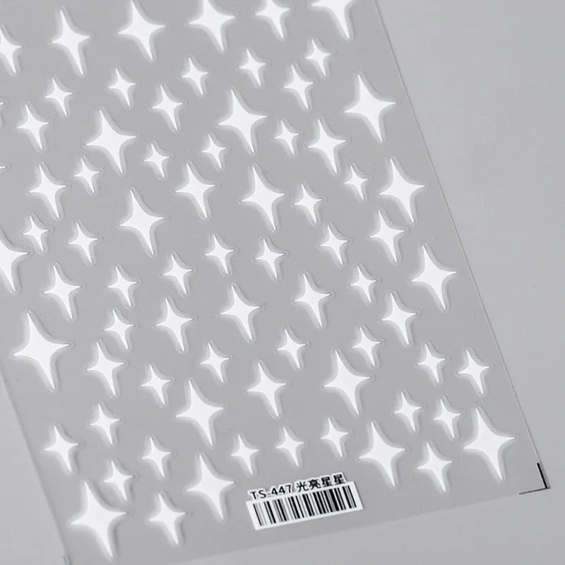 5D Star Love Nail Art Stickers Adhesive High Quality MultiColor Love Heart Stars Design DIY Nail Decals Foils Wraps Decorations-Nail Inspo