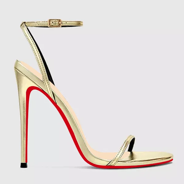 120mm Women's Red Bottom Diamonds Studded Straps Sandals High Heels Open Toe Stiletto Shoes -MERUMOTE