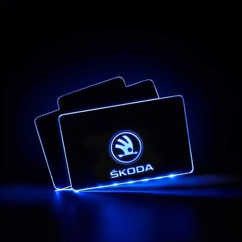 Skoda Acrylic LED Car Floor Mat For Skoda Atmosphere Light With RF Remote Control Car Interior Light Decoration voiturehub dxncar