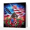 Diamond Painting-DIY Framed Crystal Rhinestone American Flag and Soldiers(25x25cm)