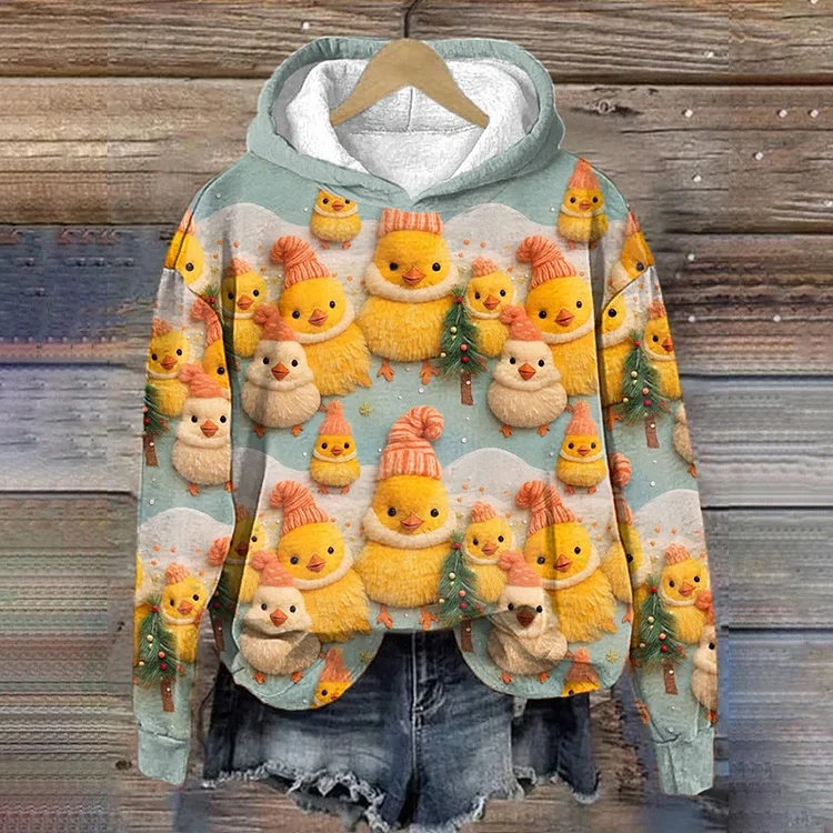 VChics Women's Baby Chickens Print Hoodie