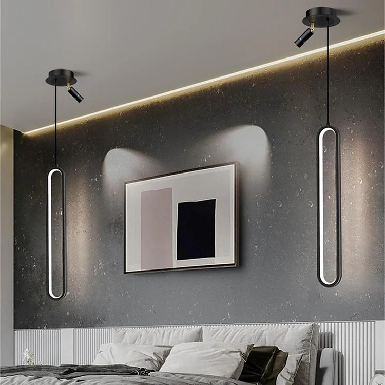 Rounded Rectangular LED Modern Pendant Light Hanging Lamp Island Lights - Appledas