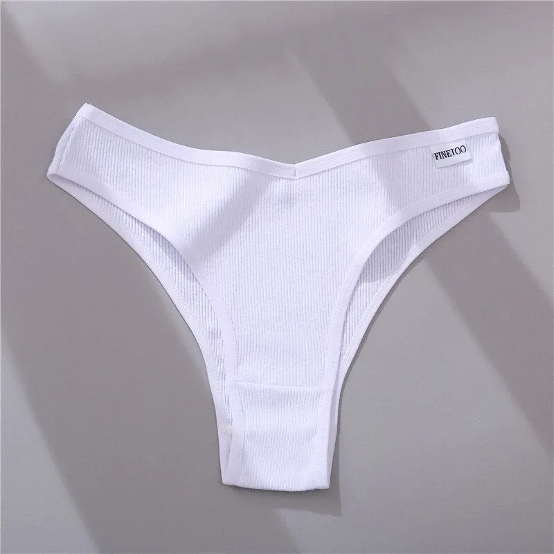 FINETOO Cotton Panties Women Solid Color Underpants M-XL Soft Briefs Girls Striped Underwear Comfortable Panties Female Lingerie