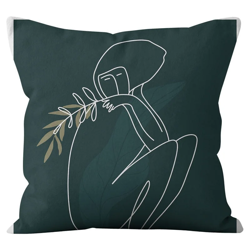 45*45cm Green Series Nordic Abstract Cushion Cover Geometric Throw Pillowcase Modern Minimalist Sofa Bed Decorative Pillows Case