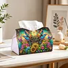 (24cm)Diamond Art Tissue Box Cover DIY PU Desktop(Flowers and Butterflies)