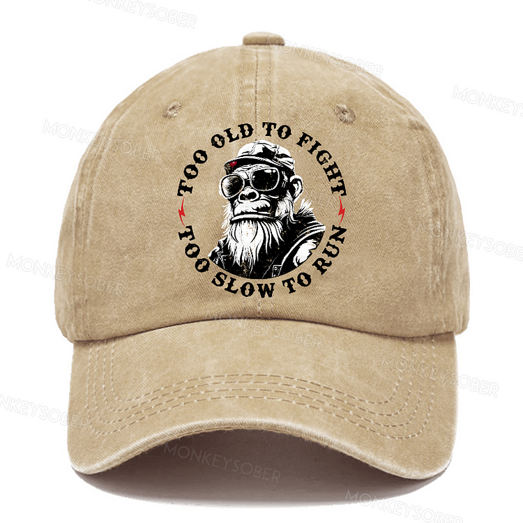 Too Old to Fight Too Slow To Run Funny Sarcastic Washed Baseball Caps