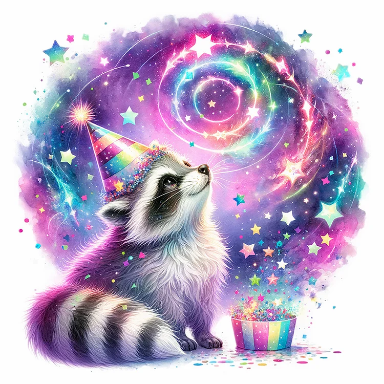 Shiny Animal Raccoon 30*30CM (Canvas) Full Round Drill Diamond Painting gbfke