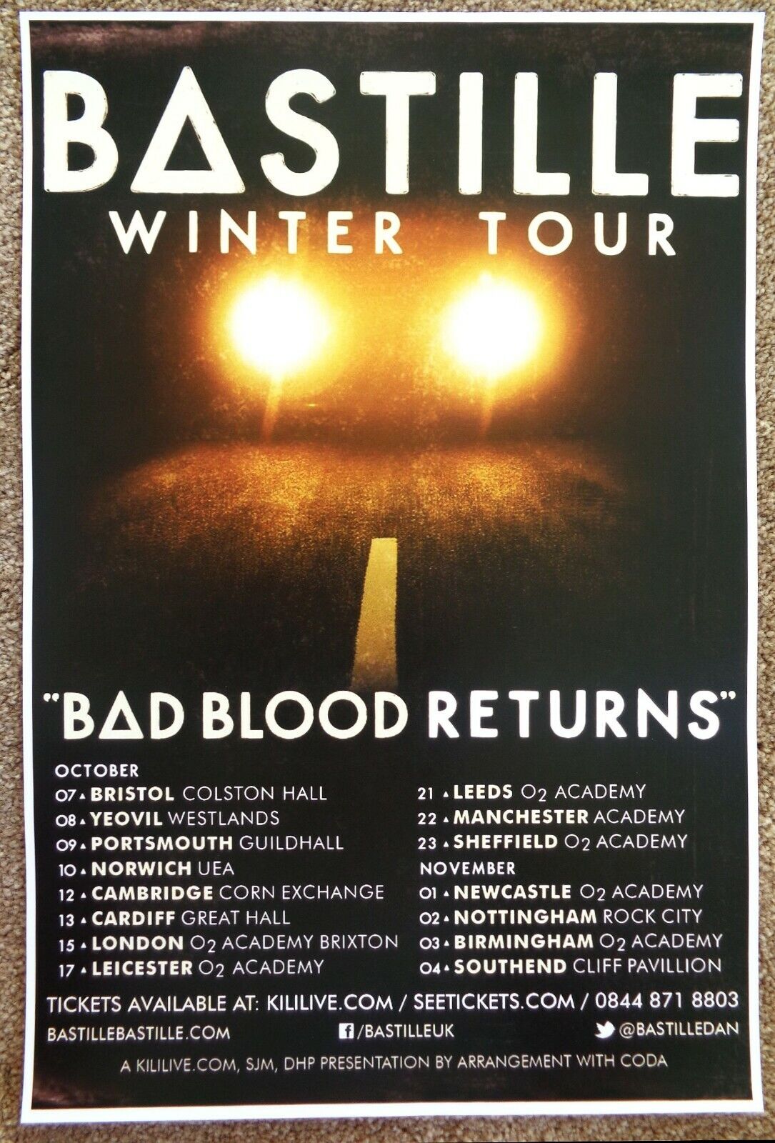 BASTILLE 2013 Tour POSTER United Kingdom Pompeii Bad Blood Gig Concert