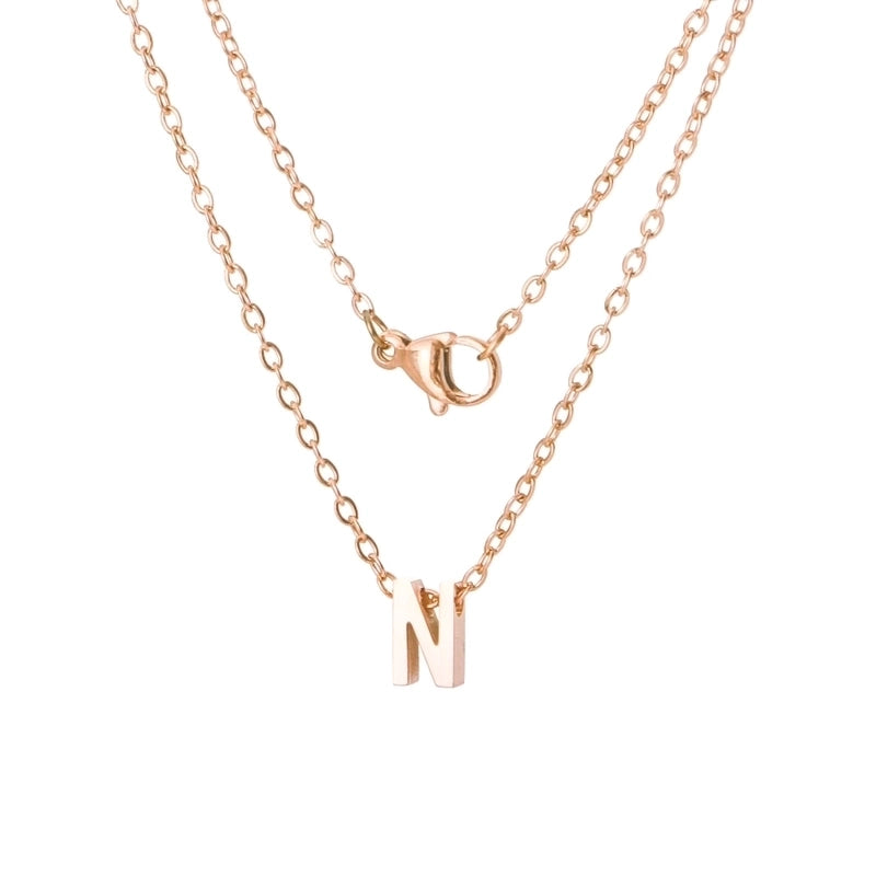 Stainless Steel Rose Gold Plated Minimalist Letter None Pendant Necklace