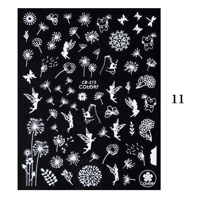 Black White Gold Butterfly 3D Nails Sticker Geometry Decals Flower DIY Decals Designs For Nail Art Manicures Decorations Salon