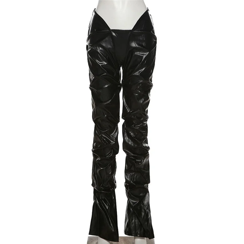 Zingj Leather Sexy Low Waist Street Shot Pants