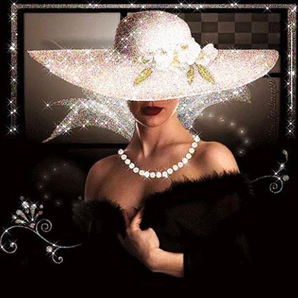 Full Round Diamond Painting - Top Hat Lady(40*40cm)