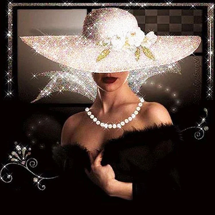 Full Round Diamond Painting - Top Hat Lady 40*40CM
