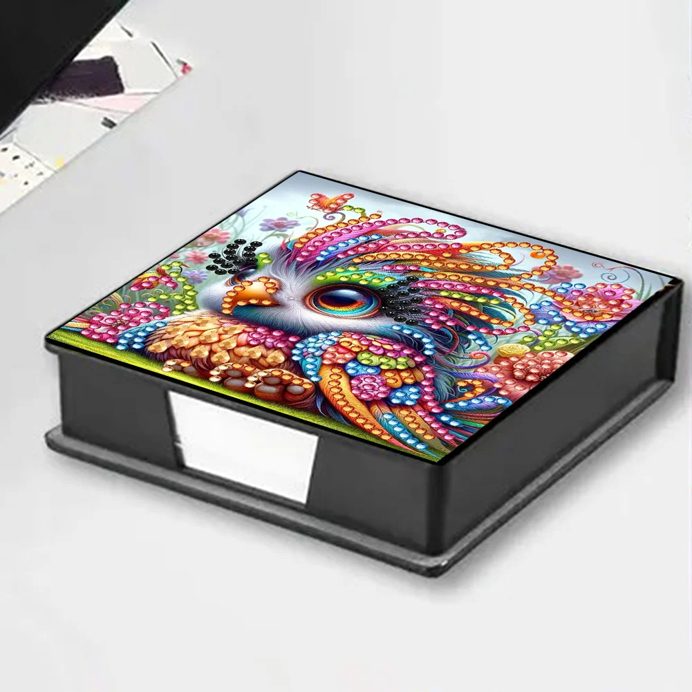PU Bird Diamond Painting Notecard Box with Papers for DIY Art Craft