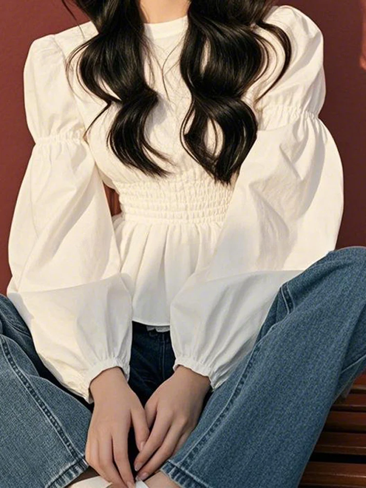 Athvotar Athvotar Year's Popular Beautiful Shirt Design Sense Of High-Grade White Waist With Shirt 2025 New Women's Clothing