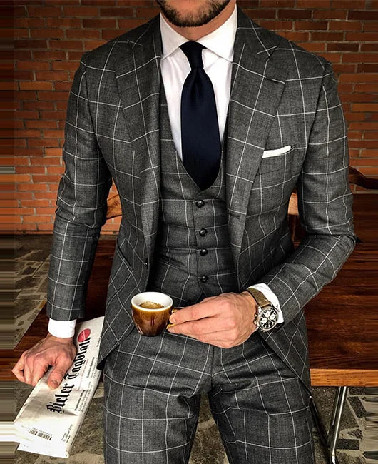 Lapel Collar Classic Plaid Pattern Casual Blazer