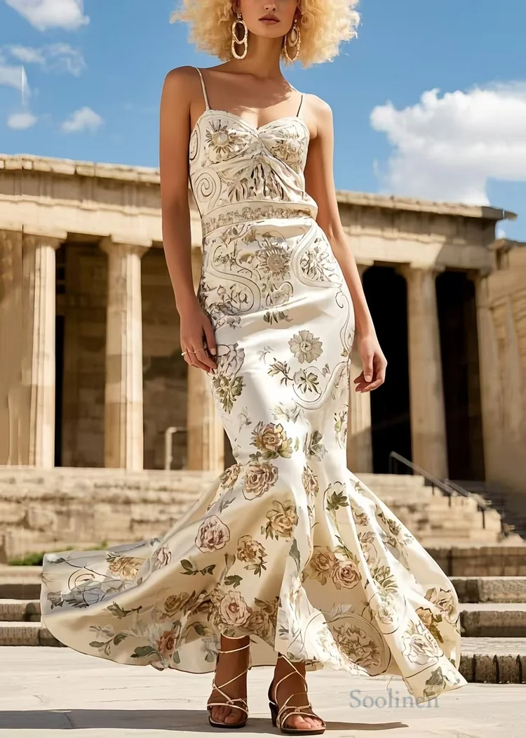 French Apricot Floral Vestidos Wraped Dresses Exra Large Hem