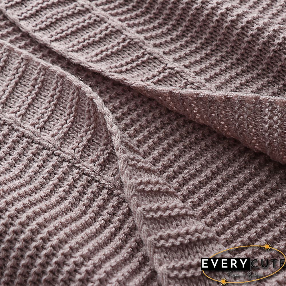 Solid Cameo Open Front Knitted Long Cardigan