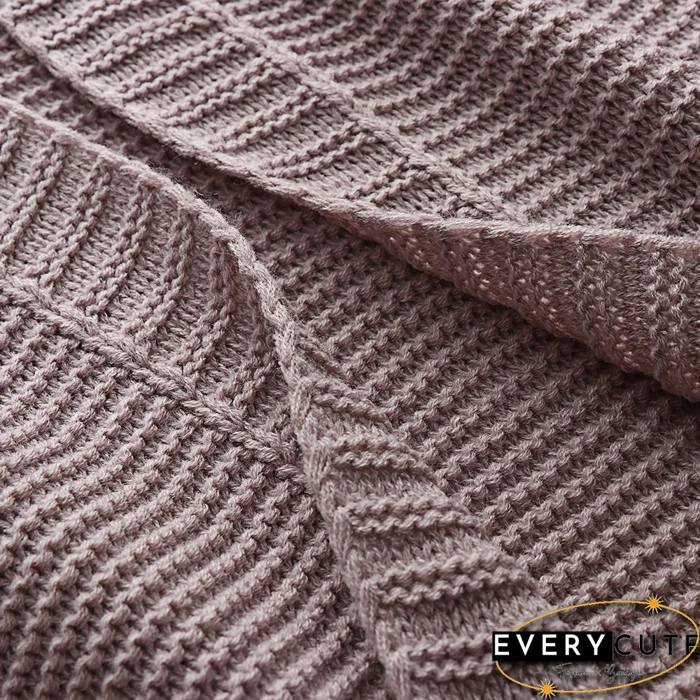 Solid Cameo Open Front Knitted Long Cardigan