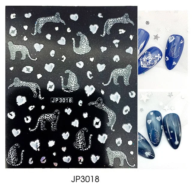 Nail Stickers Embossed 5D Elegant Abstract Art Designs Back Glue Nail Decals Tips For Beauty Salons-Nail Inspo