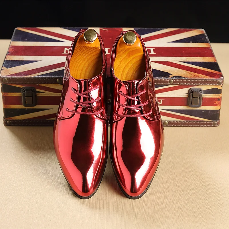Men's Stylish Shiny Lace-Up Leather Shoes