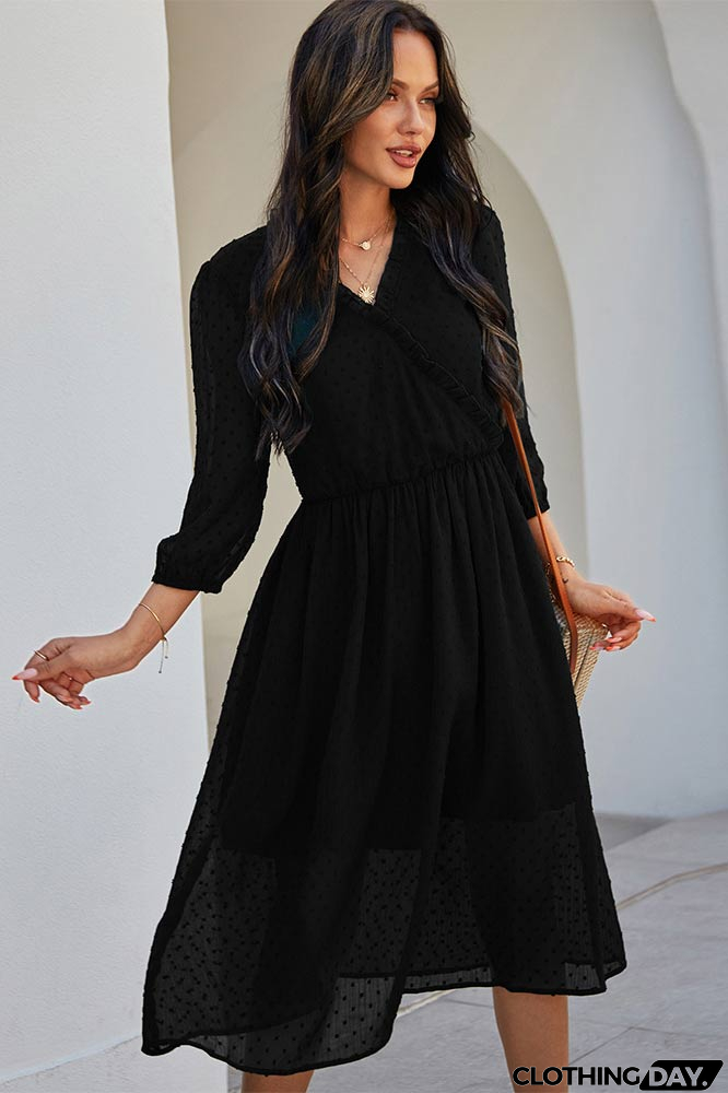 Light Sky Blue A-Line Mid Dress