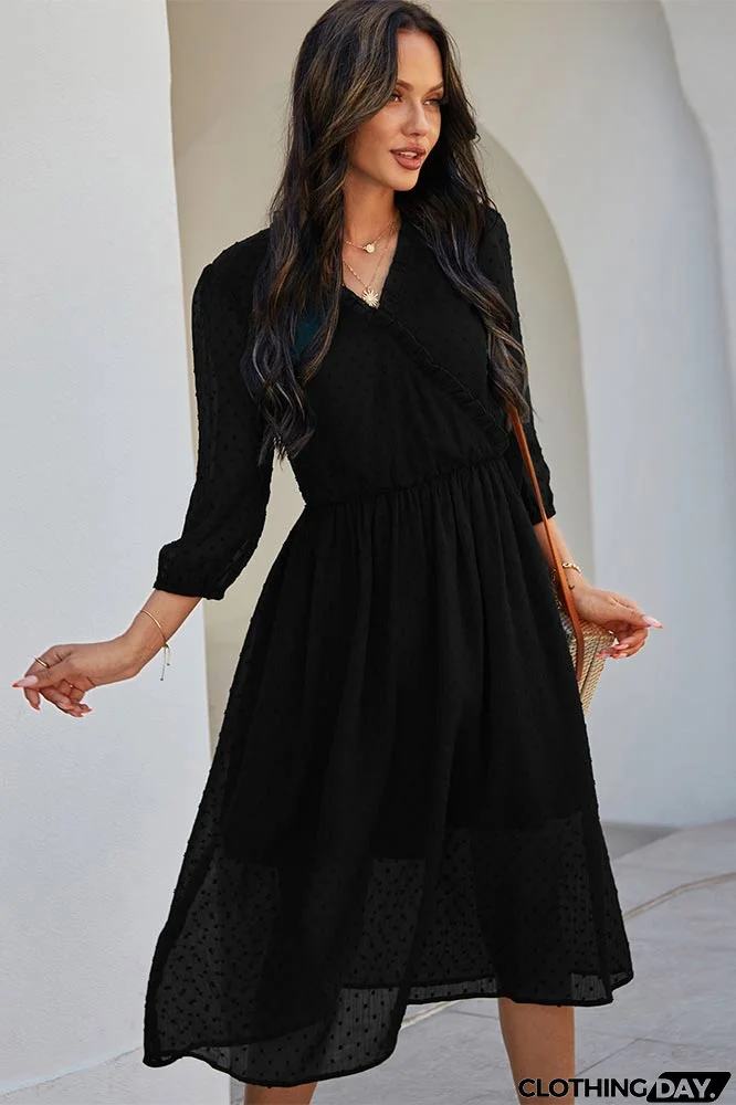 Light Sky Blue A-Line Mid Dress