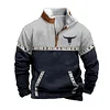 💥 2025 Hot Sale!Men's Western Fleece Jacket Cowboy Bull Head Print Pullover 1/4 Zip Stand Collar LongSleeve Sweatshirts