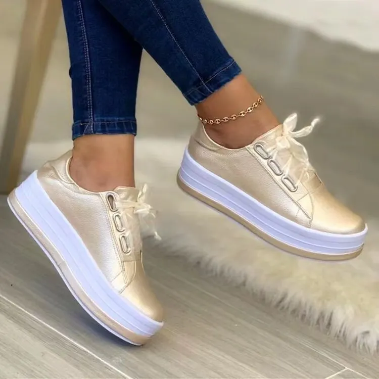 Breakj Breakj Casual Women's Single Shoes In Front Of The Lace With Round Head Thick-Soled Viscose Shoes Large-Size Leisure Single Shoes