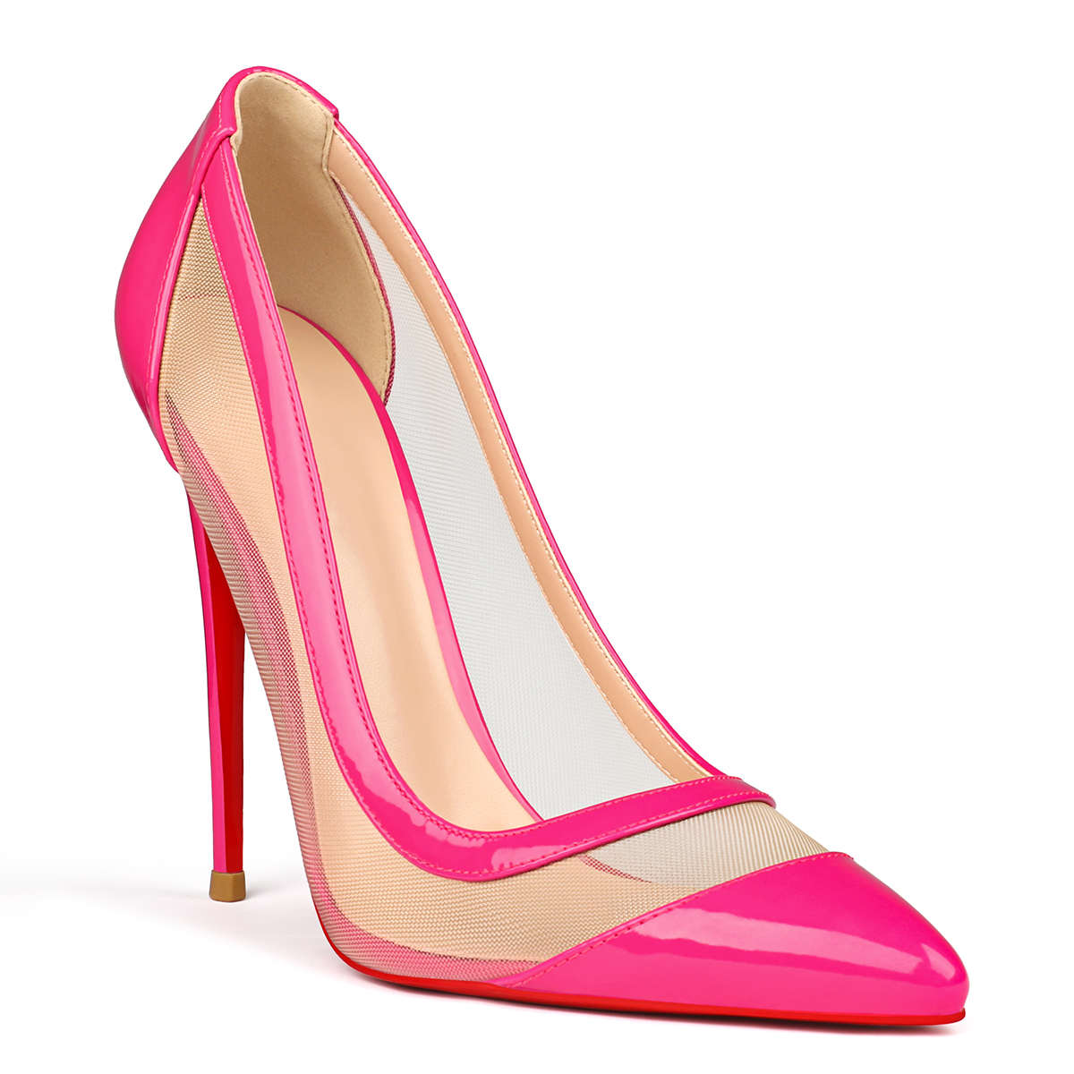 100mm/120mm Women's Breathable Mesh Pointed Toe Red Bottom High Heel Sandals Pumps-MERUMOTE