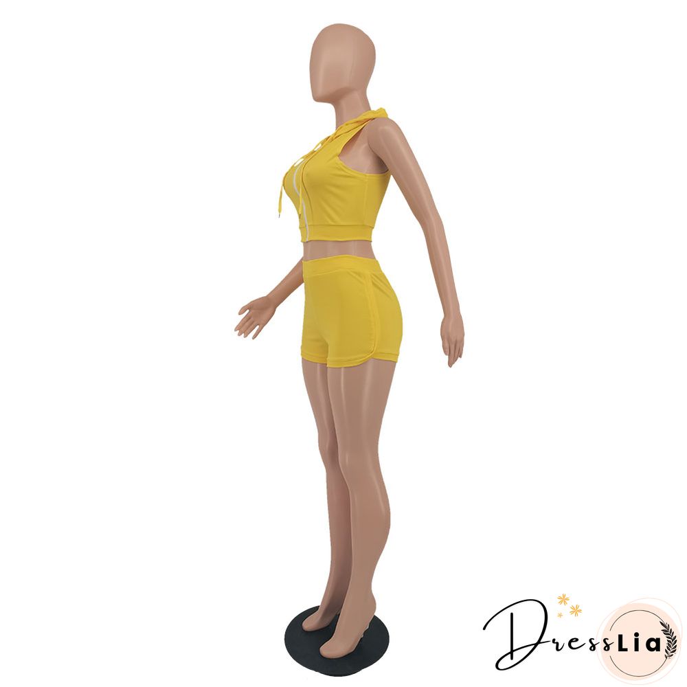 Casual Hooded Zipper Tops Biker Shorts Tracksuits