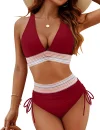 2025 High Waisted Tummy Control Color Block Bikini Sets