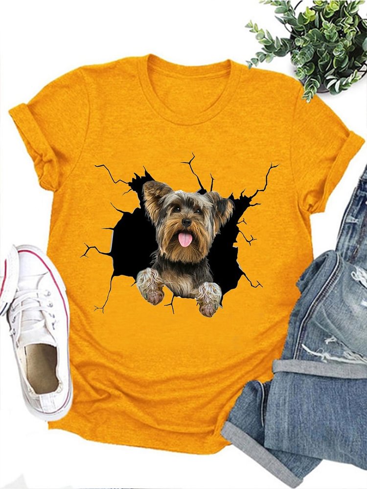 Bestdealfriday 3D Dog Graphic Tee
