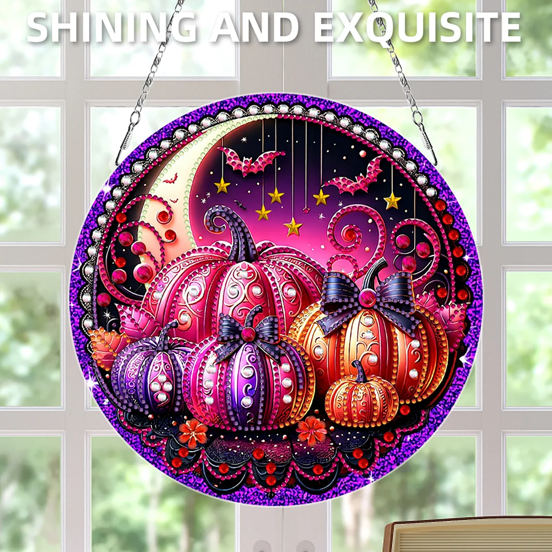 2D Flat DIY Pumpkin Diamond Art Pendant Double-Sided Diamond Painting Set