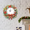 2D Flat DIY Christmas Wreath Acrylic Diamond Painting Clock Pendant Home Decor