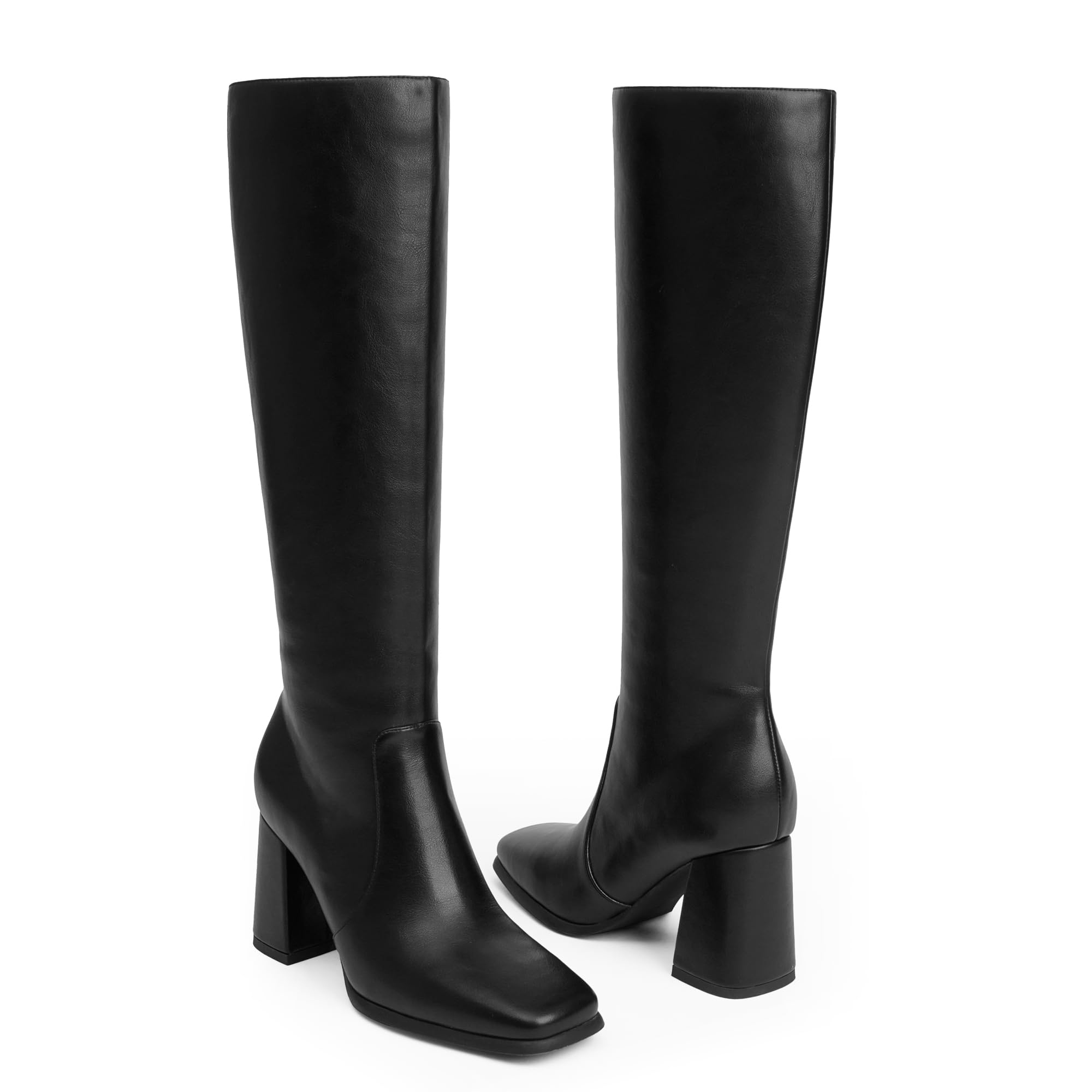 70mm Women's Knee Boots Block Chunky Heels Zipper Fashion Sexy Daily Matte Boot-MERUMOTE
