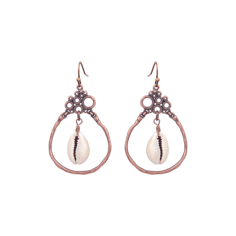 Women's Bohemian Retro Wooden Geometric Tassel Earrings