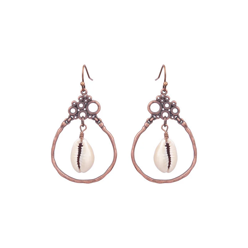 Women's Bohemian Retro Wooden Geometric Tassel Earrings