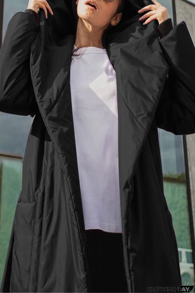 Casual Solid Pocket Hooded Collar Outerwear