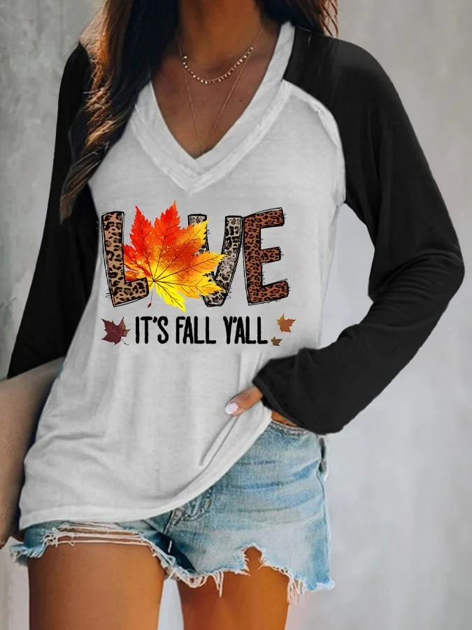 Women's Love It'S Fall Y'All Print Long Sleeve T-Shirt