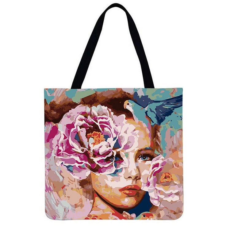 Abstract girl Linen tote bag