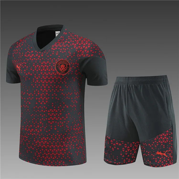 2023-24 Manchester City dark grey short sleeve training jersey