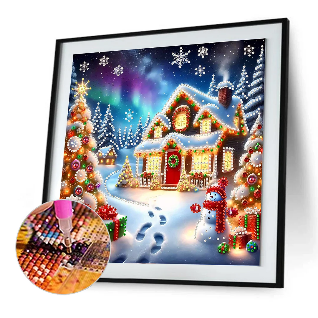 Christmas House - Diamond Painting - Partial Special Shaped Drill(Canvas|30*30cm)