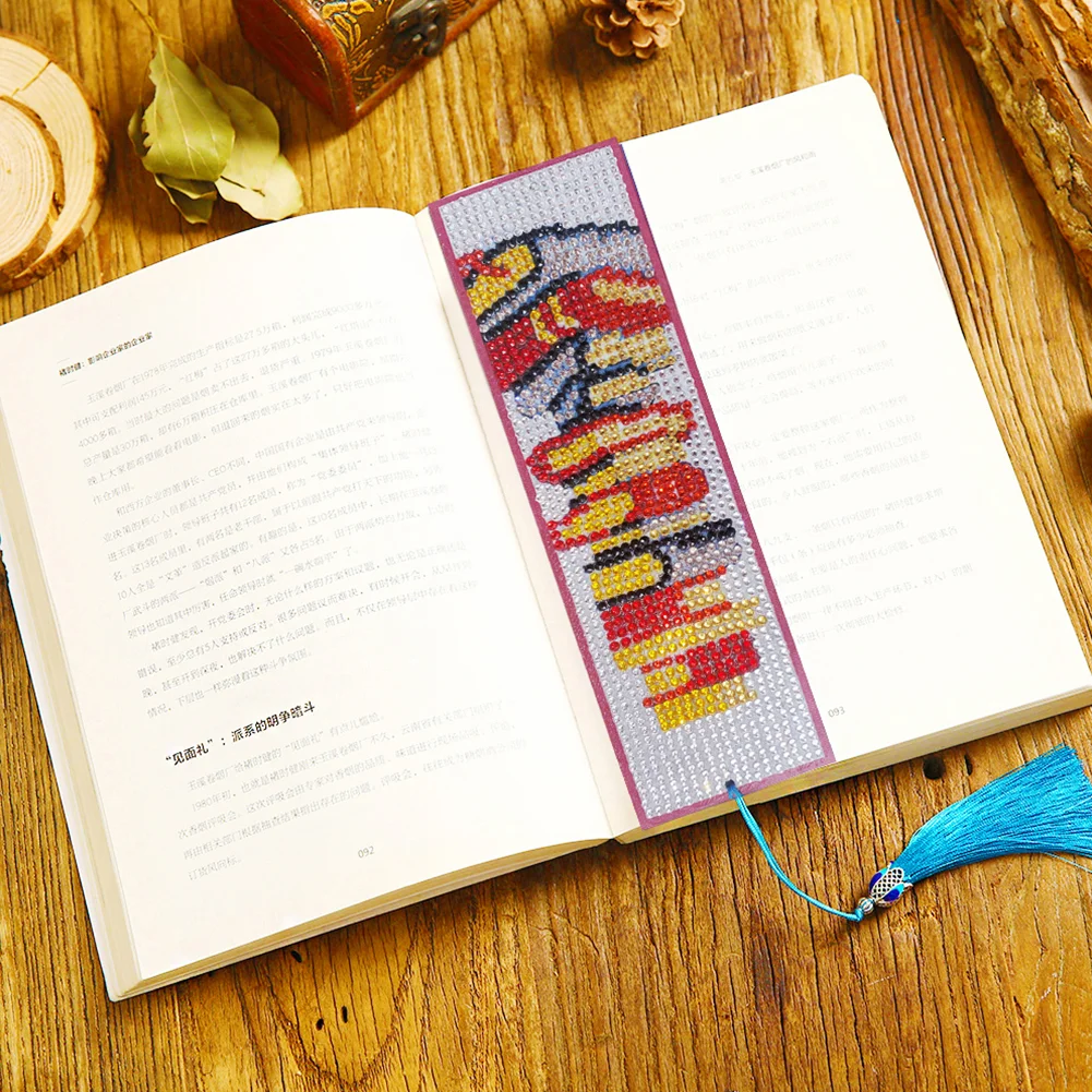 DIY Diamond Painting Leather Bookmark - Book