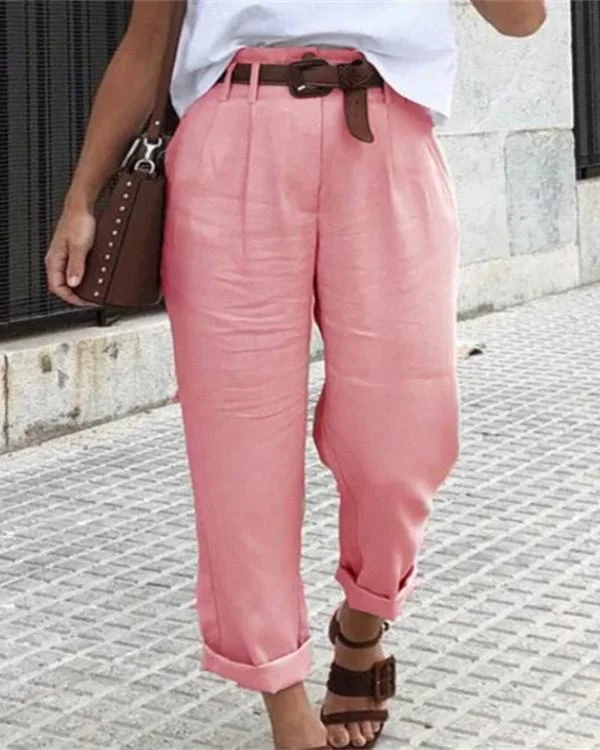 casual solid paneled work long pants p387968