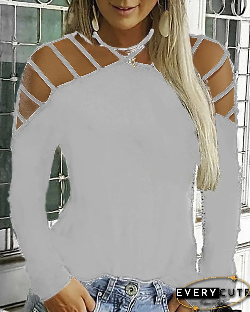 Women's Plus Size T-shirt Solid Colored Sexy Long Sleeve Halter Neck Tops Basic Top Black Blue Wine-829